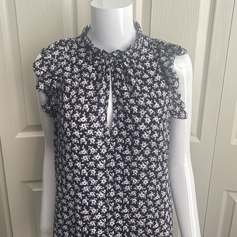 MICHAEL KORS Womens P/S Blouse Flutter Sleeve White Black  Top floral. CONT I i